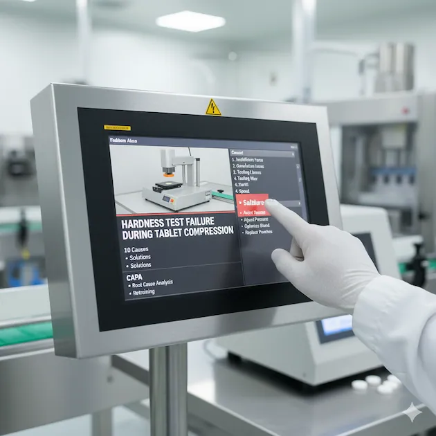 Hardness test failure during tablet compression